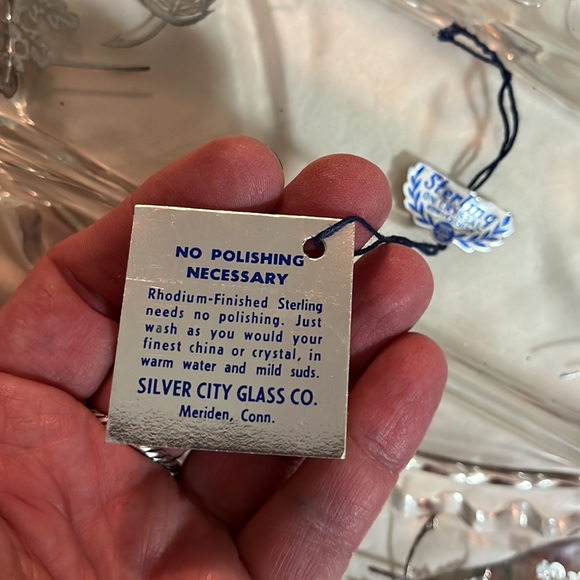 Vintage MCM SILVER CITY GLASS CO Sterling on Crystal Serving Tray Floral Design - Picture 8 of 17